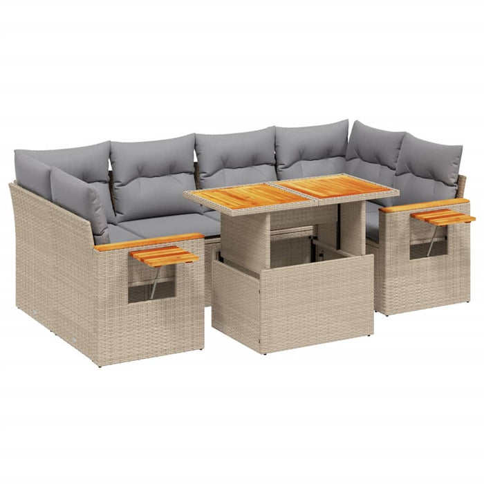 Set canapele de grădină, 7 piese, cu perne, bej, poliratan - WALTI WALTI