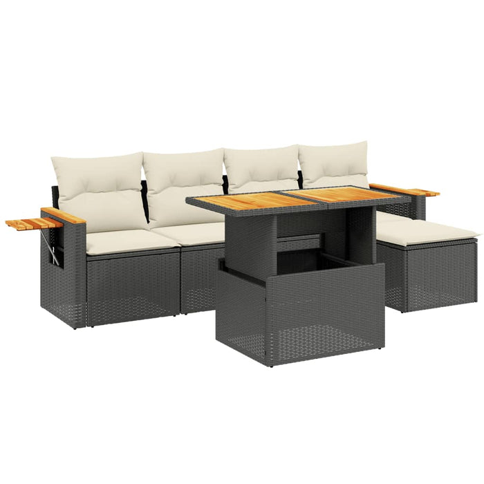 Set mobilier de grădină cu perne, 6 piese, negru, poliratan - WALTI WALTI
