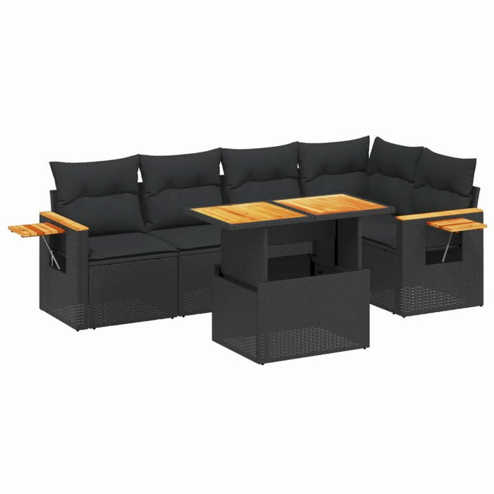 Set mobilier de grădină cu perne, 6 piese, negru, poliratan - WALTI WALTI