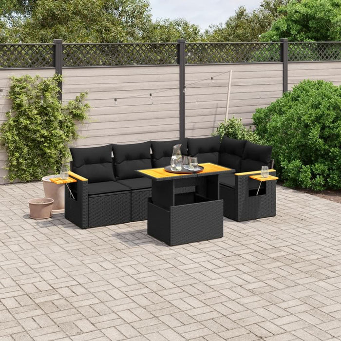 Set mobilier de grădină cu perne, 6 piese, negru, poliratan - WALTI WALTI