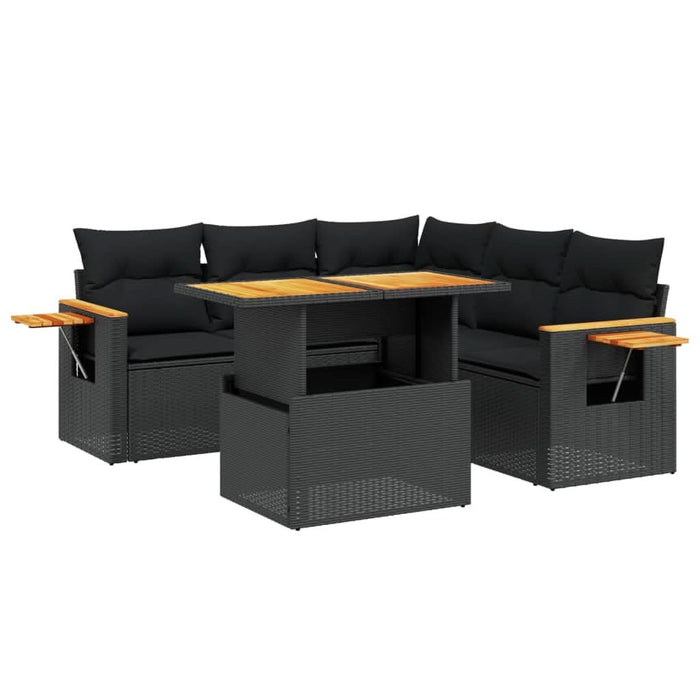 Set mobilier de grădină cu perne, 6 piese, negru, poliratan - WALTI WALTI
