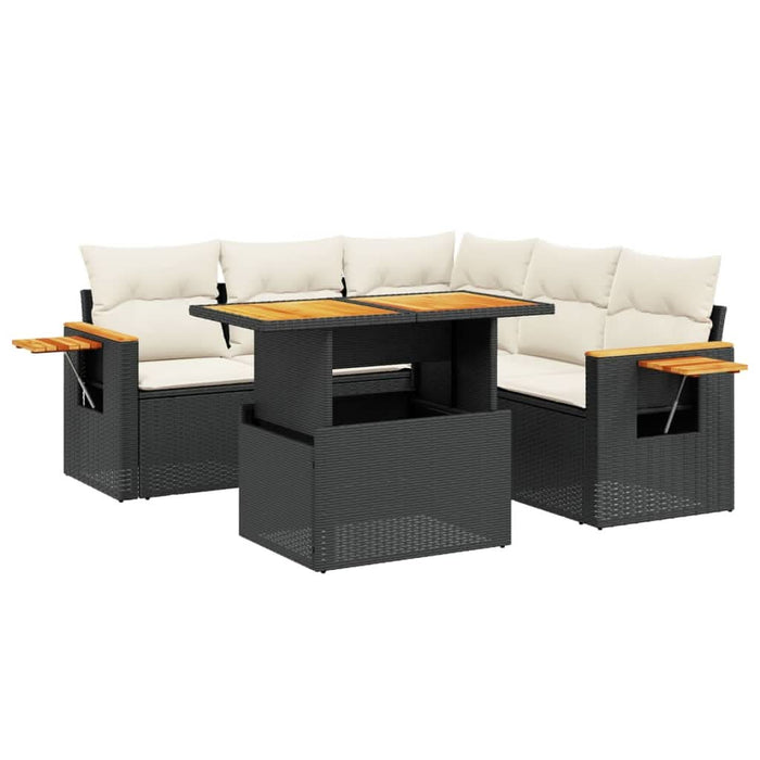Set mobilier de grădină cu perne, 6 piese, negru, poliratan - WALTI WALTI