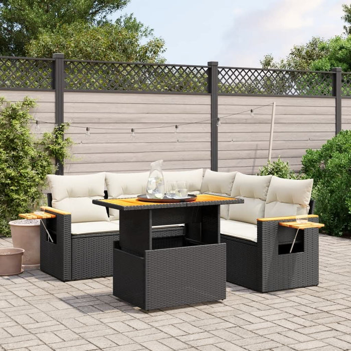 Set mobilier de grădină cu perne, 6 piese, negru, poliratan - WALTI WALTI