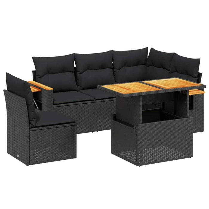 Set mobilier de grădină cu perne, 6 piese, negru, poliratan - WALTI WALTI