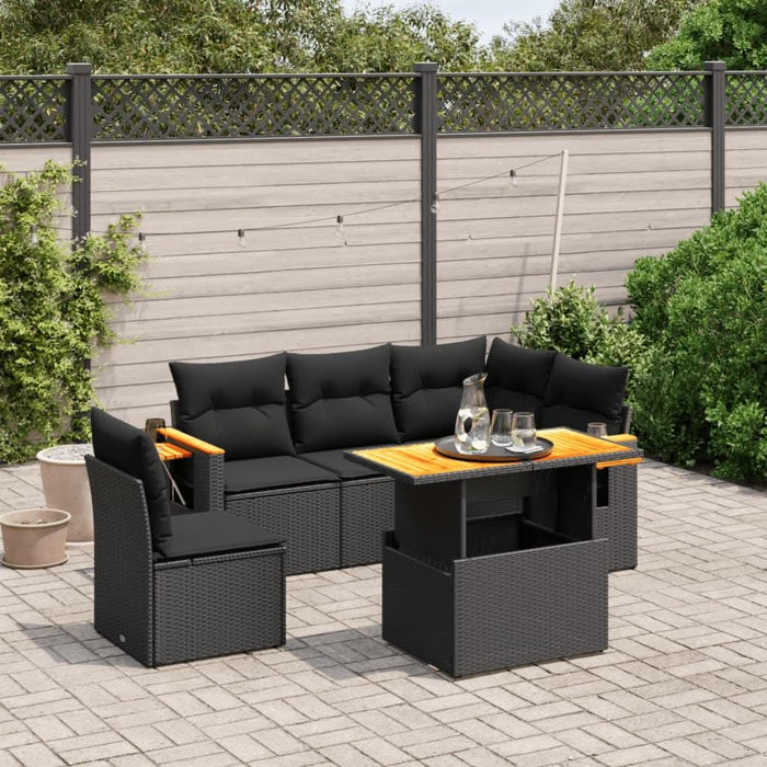 Set mobilier de grădină cu perne, 6 piese, negru, poliratan - WALTI WALTI