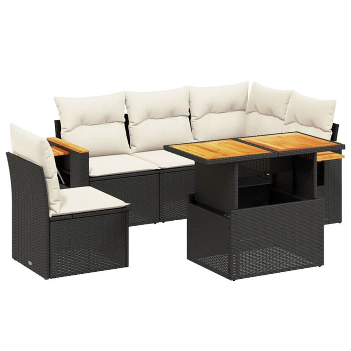 Set mobilier de grădină cu perne, 6 piese, negru, poliratan - WALTI WALTI