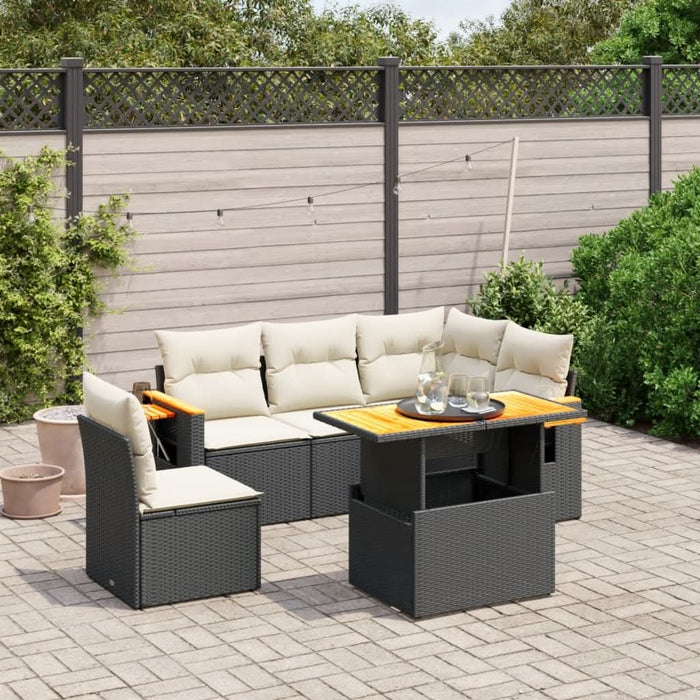 Set mobilier de grădină cu perne, 6 piese, negru, poliratan - WALTI WALTI