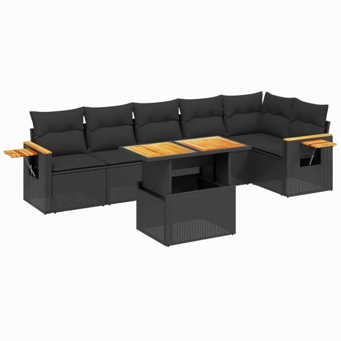 Set canapele de grădină cu perne, 7 piese, negru, poliratan - WALTI WALTI