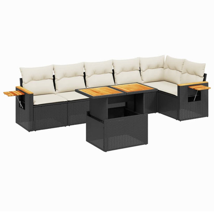 Set canapele de grădină cu perne, 7 piese, negru, poliratan - WALTI WALTI