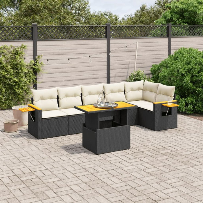 Set canapele de grădină cu perne, 7 piese, negru, poliratan - WALTI WALTI
