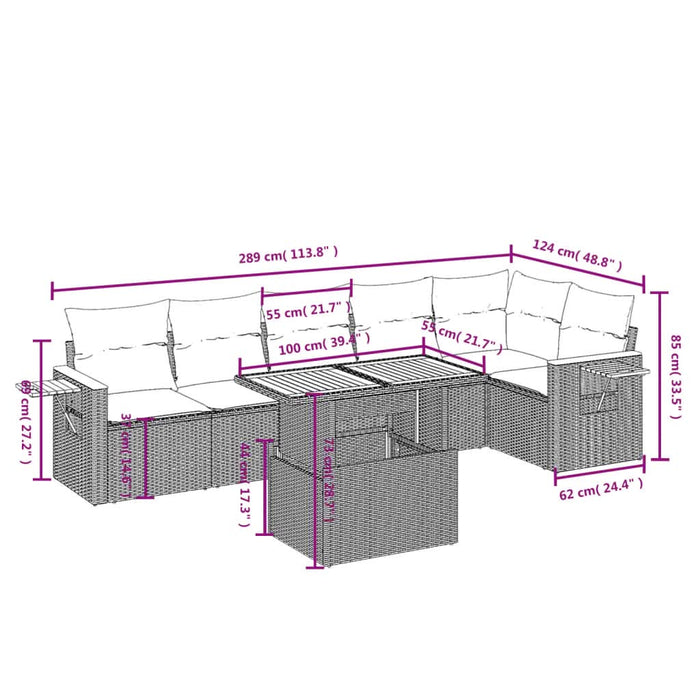 Set canapele de grădină, 7 piese, cu perne, gri, poliratan - WALTI WALTI