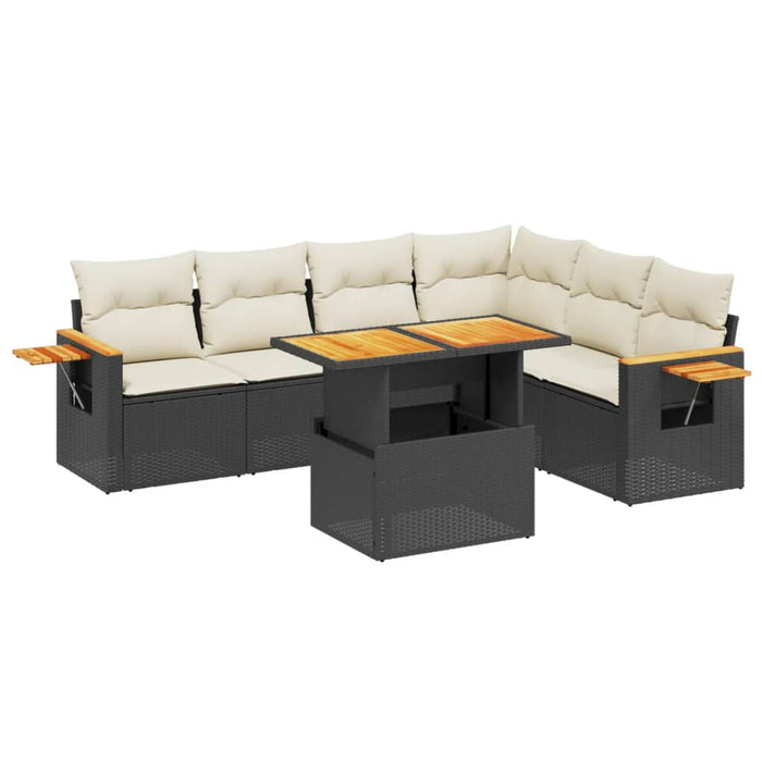 Set canapele de grădină cu perne, 7 piese, negru, poliratan - WALTI WALTI