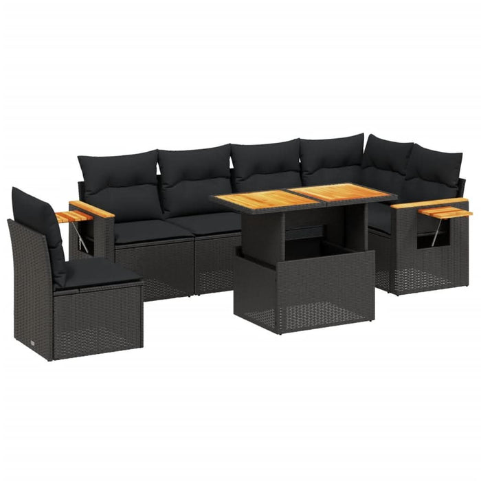 Set canapele de grădină cu perne, 7 piese, negru, poliratan - WALTI WALTI