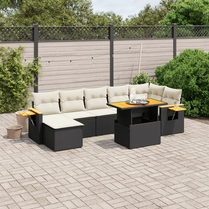 Set mobilier de grădină cu perne, 8 piese, negru, poliratan - WALTI WALTI