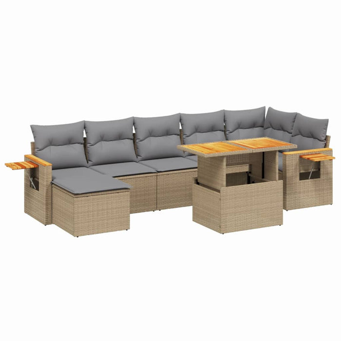 Set canapele de grădină, 8 piese, cu perne, bej, poliratan - WALTI WALTI