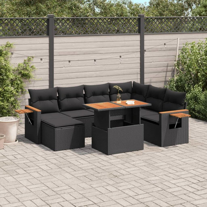 Set mobilier de grădină cu perne, 8 piese, negru, poliratan - WALTI WALTI
