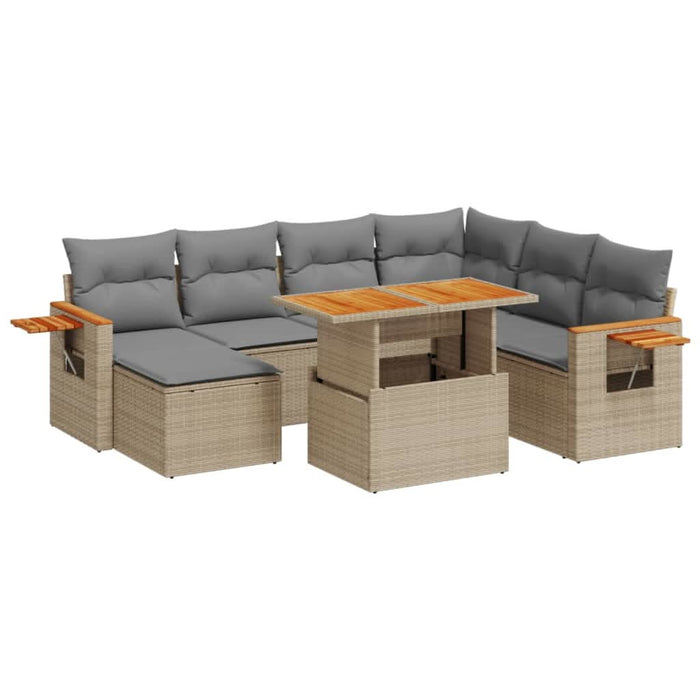Set canapele de grădină, 8 piese, cu perne, bej, poliratan - WALTI WALTI