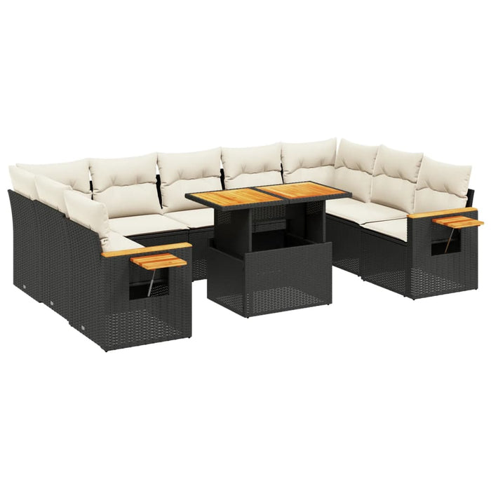 Set canapele de grădină cu perne, 10 piese, negru, poliratan - WALTI WALTI