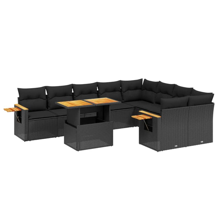 Set canapele de grădină cu perne, 10 piese, negru, poliratan - WALTI WALTI