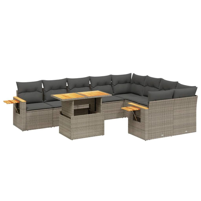 Set mobilier de grădină cu perne, 10 piese, gri, poliratan - WALTI WALTI