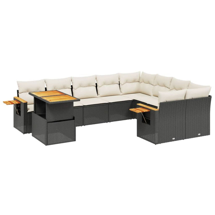 Set canapele de grădină cu perne, 10 piese, negru, poliratan - WALTI WALTI