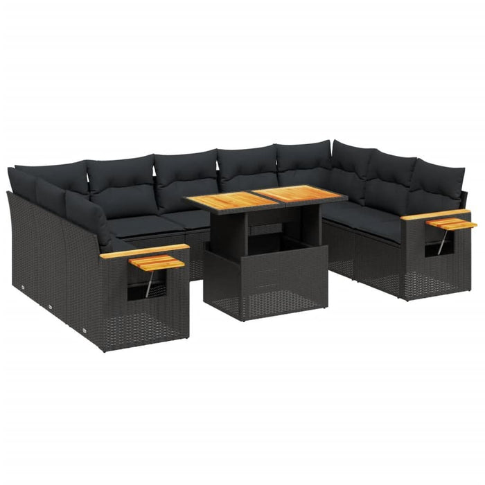 Set canapele de grădină cu perne, 11 piese, negru, poliratan - WALTI WALTI
