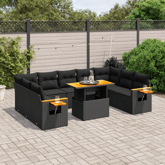 Set canapele de grădină cu perne, 11 piese, negru, poliratan - WALTI WALTI