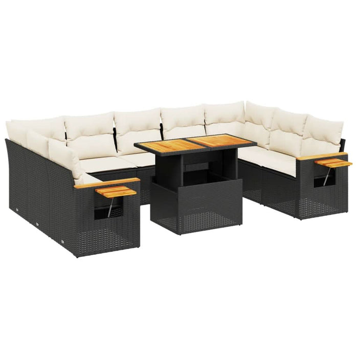 Set canapele de grădină cu perne, 11 piese, negru, poliratan - WALTI WALTI