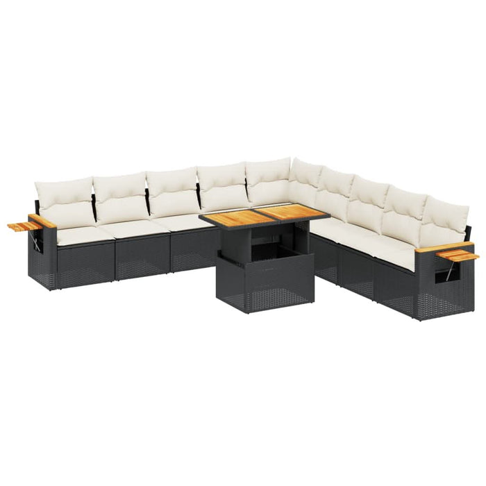 Set canapele de grădină cu perne, 11 piese, negru, poliratan - WALTI WALTI