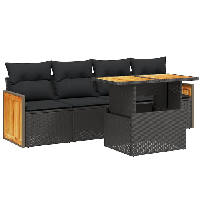 Set mobilier de grădină cu perne, 5 piese, negru, poliratan - WALTI WALTI