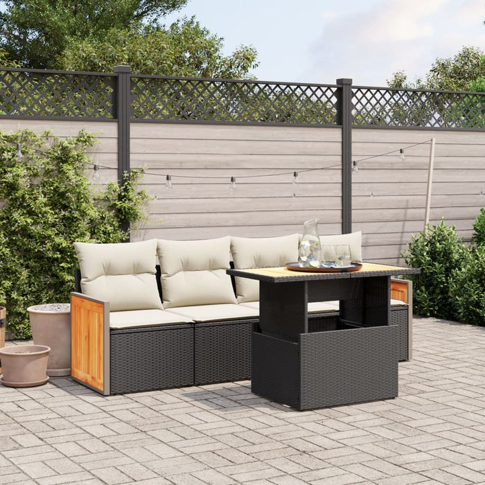 Set mobilier de grădină cu perne, 5 piese, negru, poliratan - WALTI WALTI