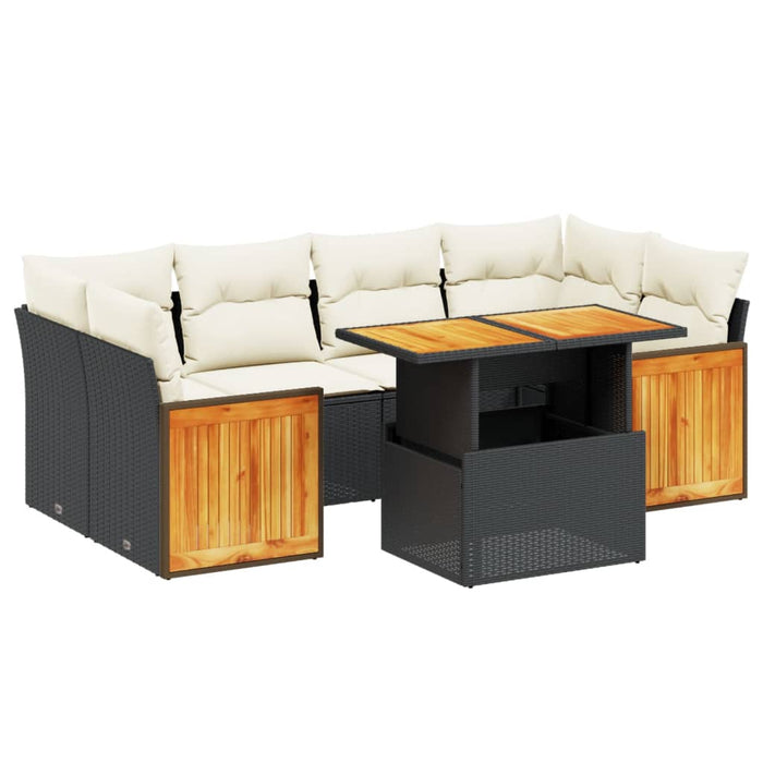 Set canapele de grădină cu perne, 7 piese, negru, poliratan - WALTI WALTI