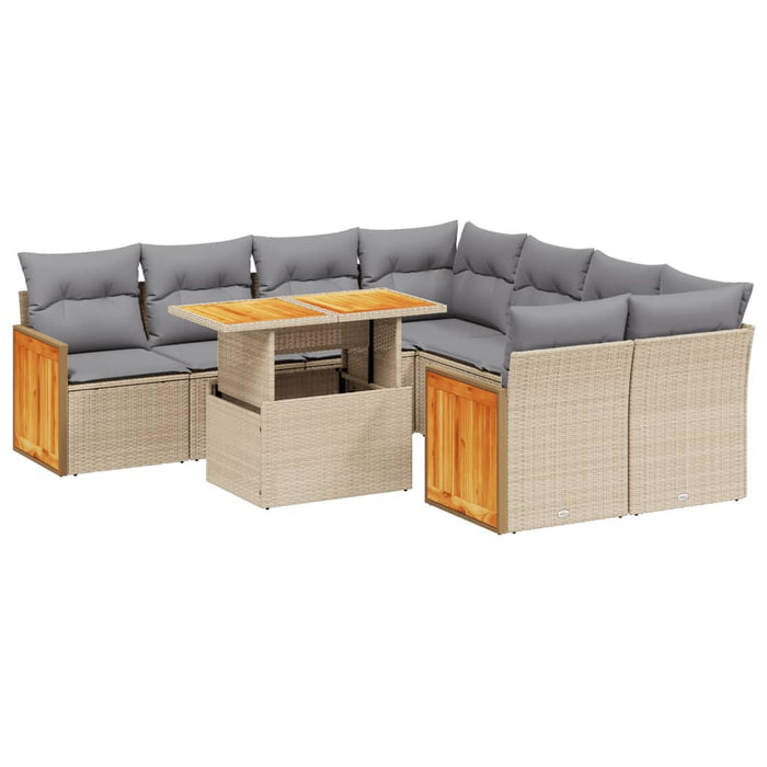 Set canapele de grădină, 9 piese, cu perne, bej, poliratan - WALTI WALTI