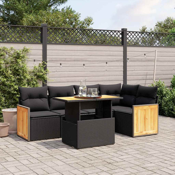 Set mobilier de grădină cu perne, 6 piese, negru, poliratan - WALTI WALTI