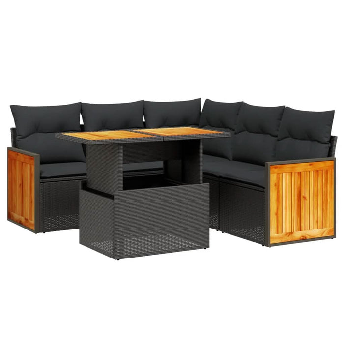 Set mobilier de grădină cu perne, 6 piese, negru, poliratan - WALTI WALTI