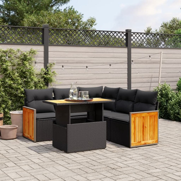 Set mobilier de grădină cu perne, 6 piese, negru, poliratan - WALTI WALTI
