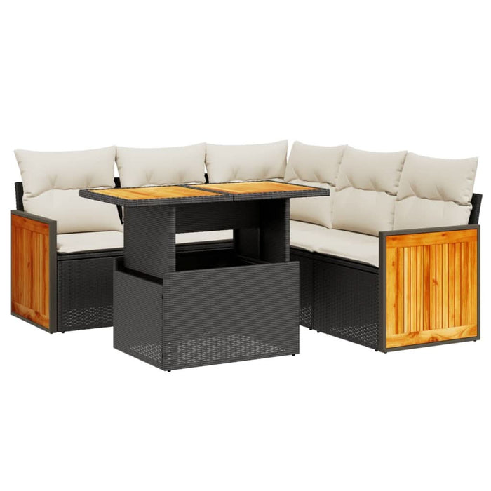 Set mobilier de grădină cu perne, 6 piese, negru, poliratan - WALTI WALTI