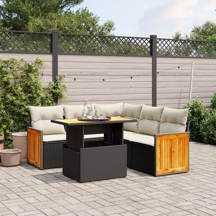 Set mobilier de grădină cu perne, 6 piese, negru, poliratan - WALTI WALTI