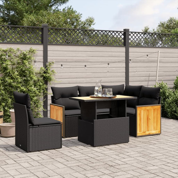 Set mobilier de grădină cu perne, 6 piese, negru, poliratan - WALTI WALTI