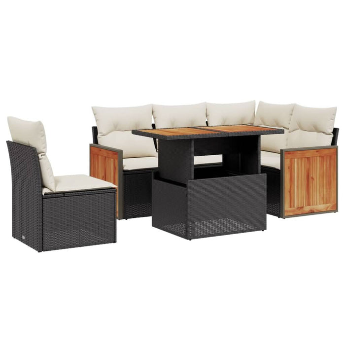 Set mobilier de grădină cu perne, 6 piese, negru, poliratan - WALTI WALTI