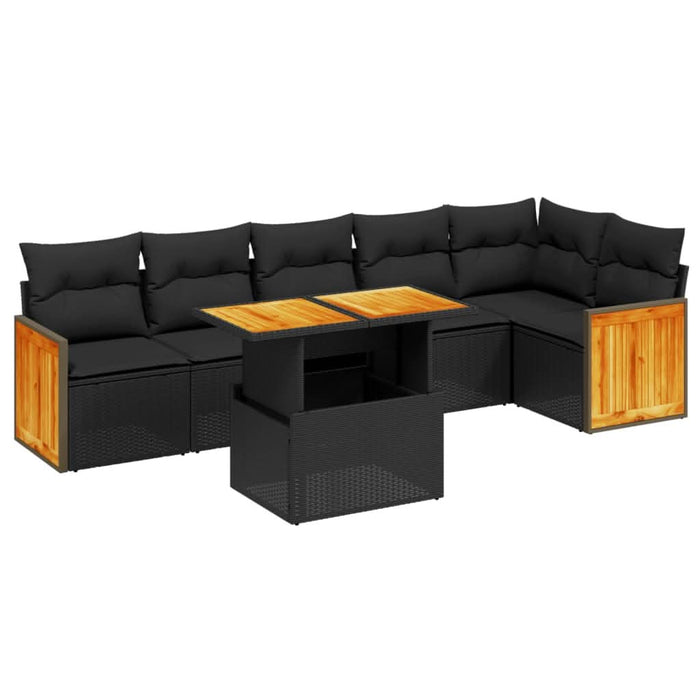 Set canapele de grădină cu perne, 7 piese, negru, poliratan - WALTI WALTI