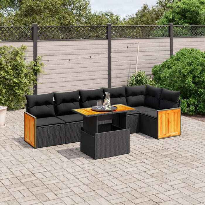 Set canapele de grădină cu perne, 7 piese, negru, poliratan - WALTI WALTI
