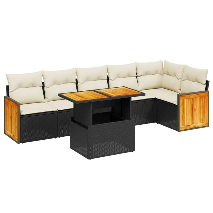 Set canapele de grădină cu perne, 7 piese, negru, poliratan - WALTI WALTI