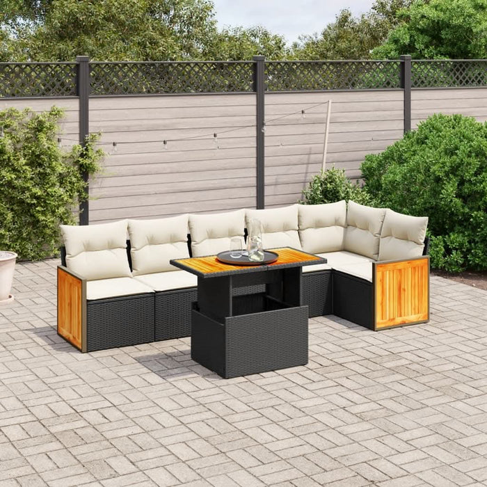 Set canapele de grădină cu perne, 7 piese, negru, poliratan - WALTI WALTI