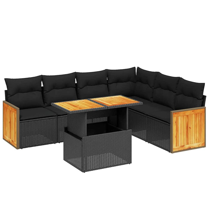 Set canapele de grădină cu perne, 7 piese, negru, poliratan - WALTI WALTI