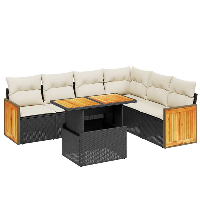 Set canapele de grădină cu perne, 7 piese, negru, poliratan - WALTI WALTI