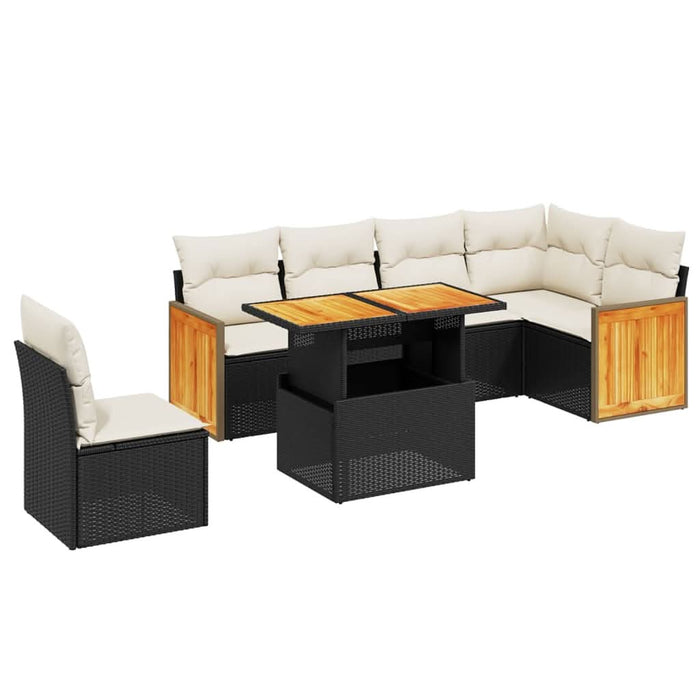 Set canapele de grădină cu perne, 7 piese, negru, poliratan - WALTI WALTI