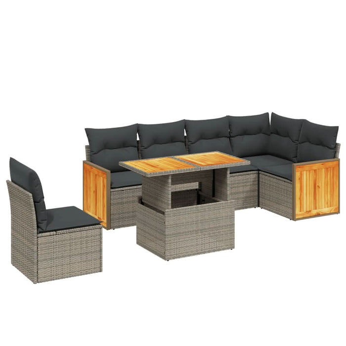 Set canapele de grădină, 7 piese, cu perne, gri, poliratan - WALTI WALTI