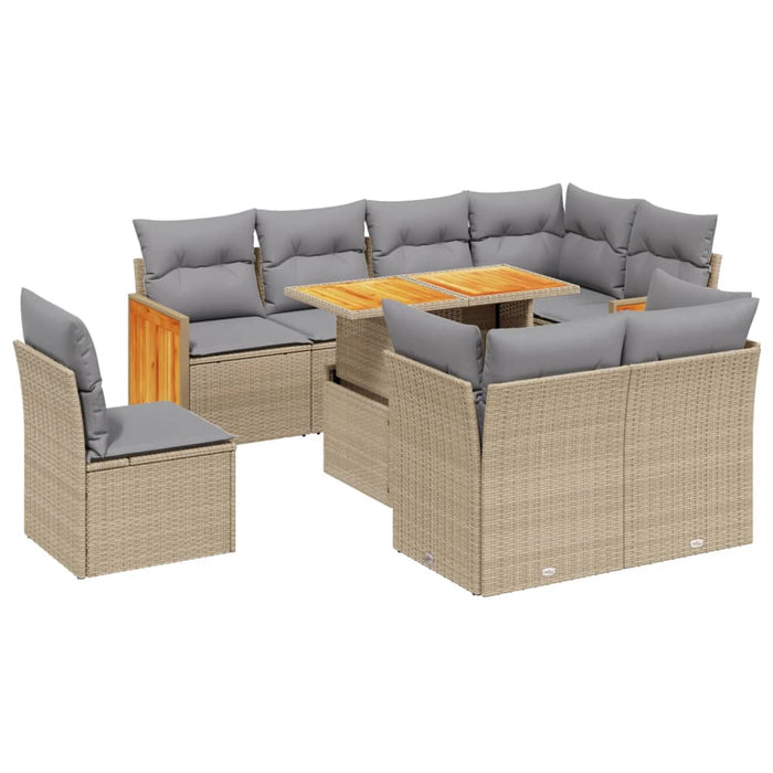 Set canapele de grădină, 9 piese, cu perne, bej, poliratan - WALTI WALTI