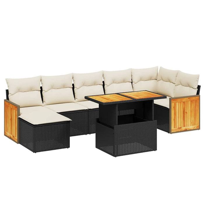 Set mobilier de grădină cu perne, 8 piese, negru, poliratan - WALTI WALTI